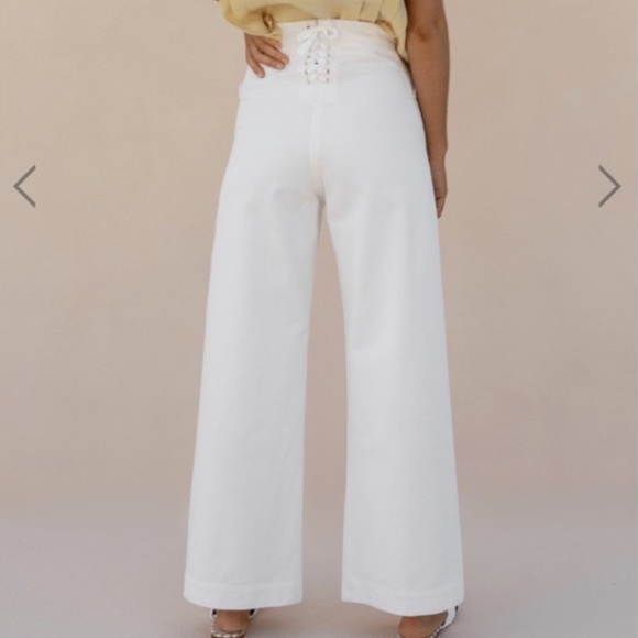 POSSE 100% Cotton Lace Up Wide Leg Pants - Picture 1 of 10